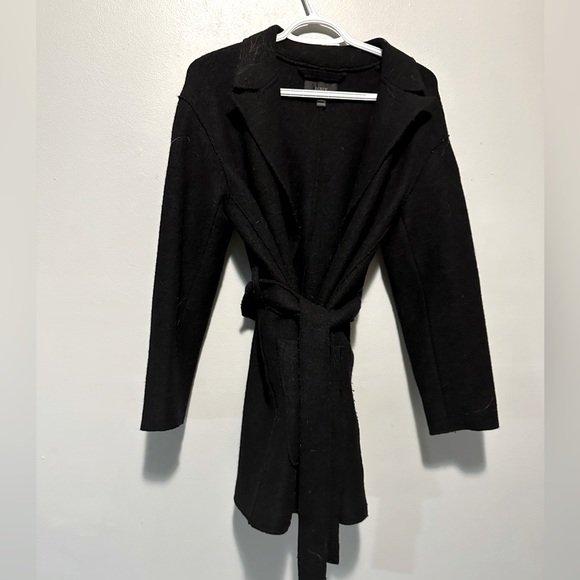 J.Crew Black Wool Blend tie waist no button cardigan sweater size XS - Picture 2 of 6